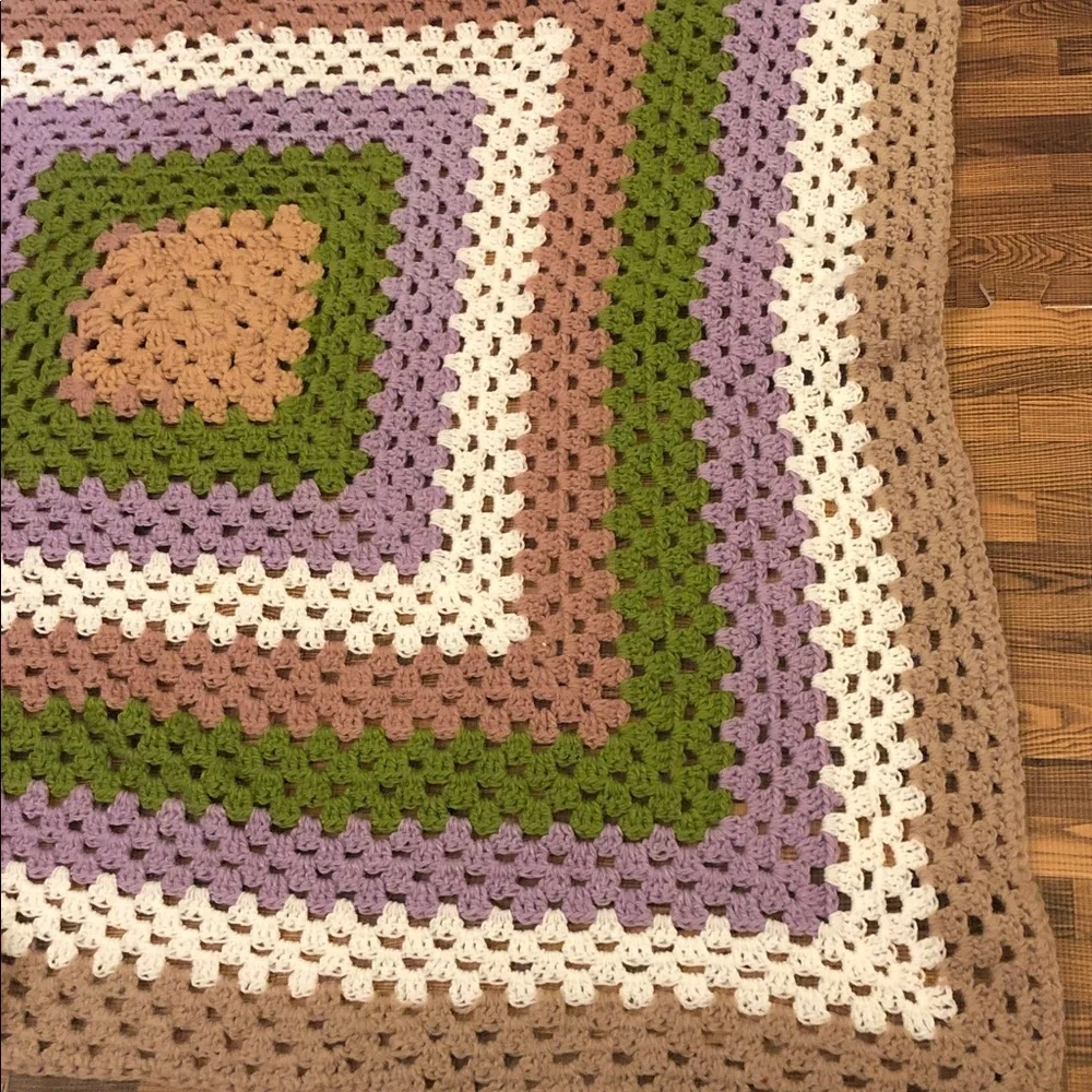 Handmade Multicolor Crochet Blanket 34 inch square